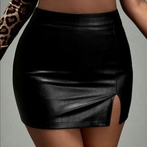 High Waisted Leather Skirt